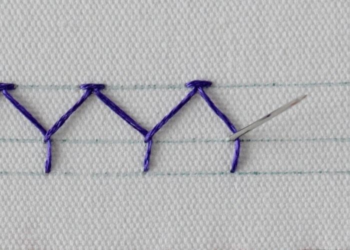 Half Chevron stitch decorative band embroidery instructions step 3 image