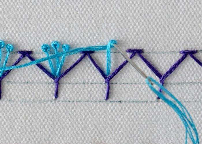Half Chevron stitch decorative band embroidery instructions step 4 image