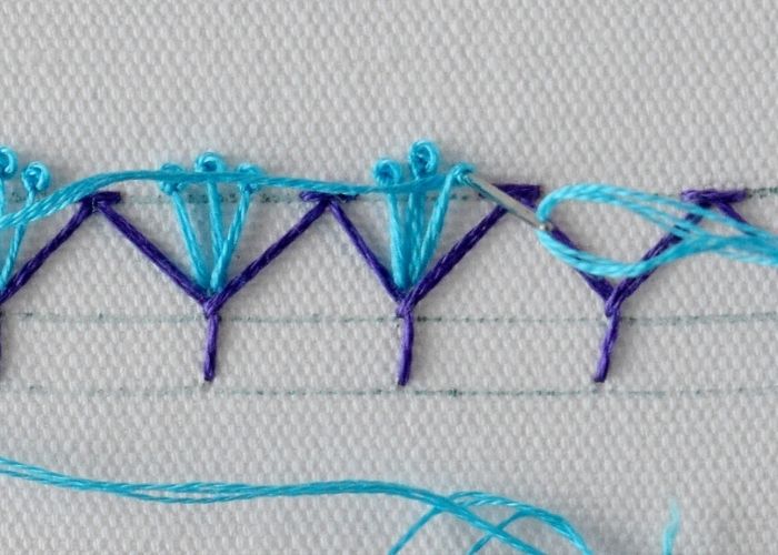 Half Chevron stitch decorative band embroidery instructions step 5 image