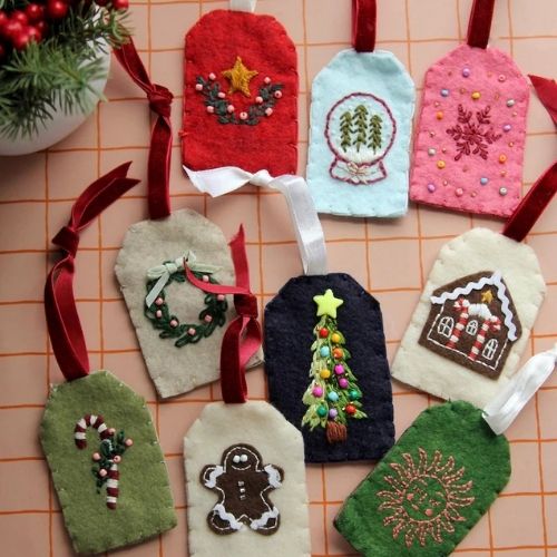 Holiday Gift Tags - embroidery pattern by StayAtHomeArtistCo on Etsy
