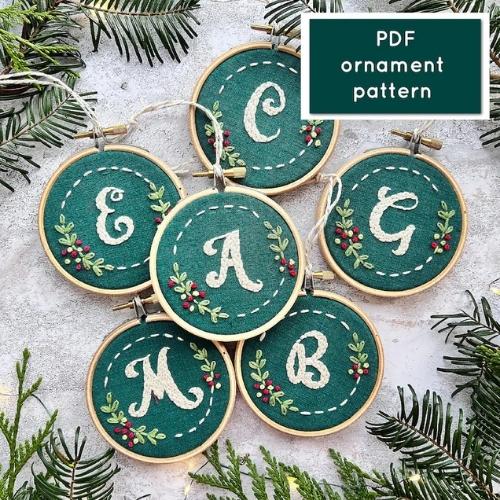Monogram embroidery ornament pattern by iHeartStitchArt on Etsy