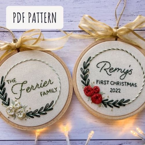 Personalised PDF Christmas embroidery pattern by ThreadPenguin on Etsy