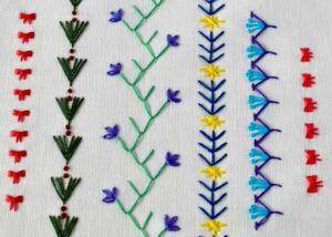 Sampler of Five Simple Border Embroidery Designs For Absolute Beginners image