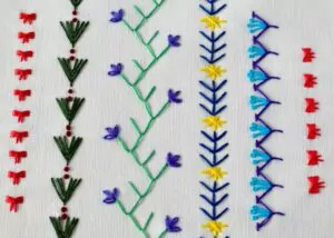 Sampler of Five Simple Border Embroidery Designs For Absolute Beginners image