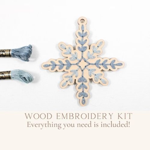 Snowflake embroidered ornament, DIY embroidery kit by GraceJoyCollective on Etsy