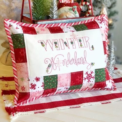 Winter wonderland embroidered pillow, sewing pattern by simplyeilene on Etsy