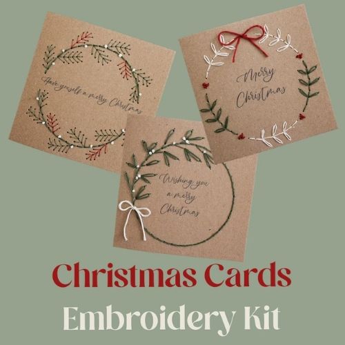 Wreath Christmas Card Embroidery Kit by OhSewCuteByRobyn on Etsy