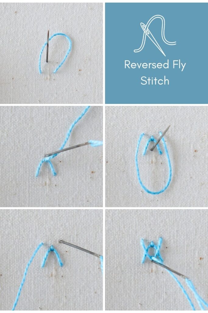 Reversed Fly Stitch, Step-by-Step PIN image