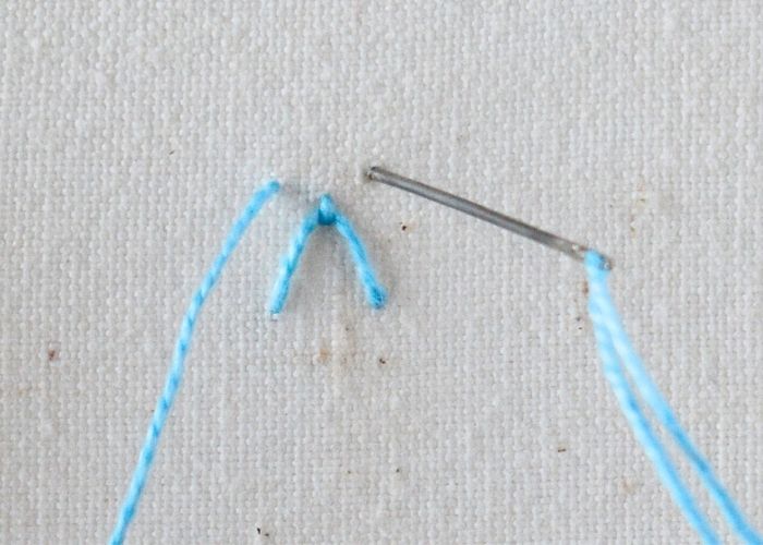 Reversed Fly Stitch hand embroidery tutorial step 4 image