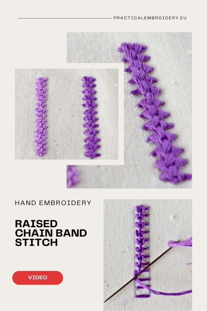 Raised Chain Band Stitch Video Tutorial PIN image