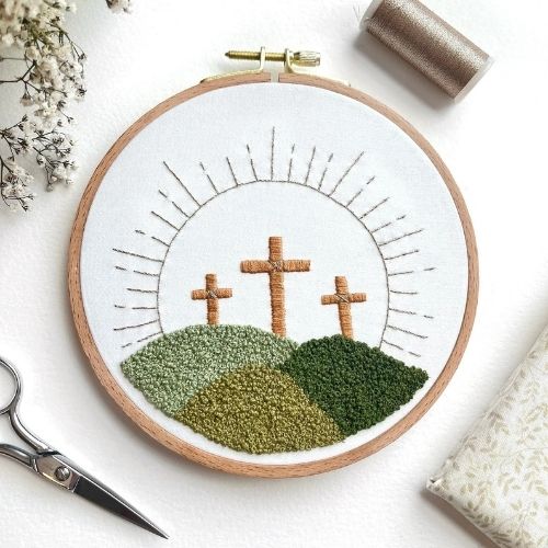 Christian Embroidery Easter Hoop -  Pattern by StitchinWithSamantha image