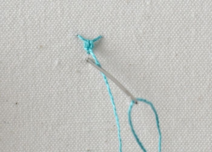 Tutorial ricamo a mano nodo danese passo 5 immagine