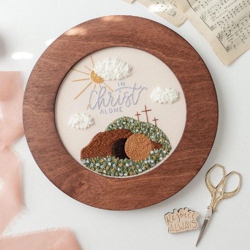 Easter Embroidery Pattern – Christian Stitch-Along Guide – PDF by AbideEmbroideryCo image