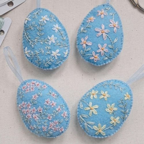 Embroidered Felt Easter Egg Ornament  - Pattern suitable for spring and Easter décor by ClaireHarveyDesign image