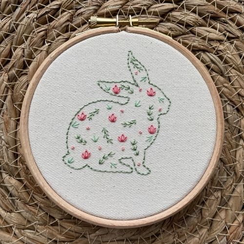 Floral Bunny Embroidery Pattern - Easter decor PDF pattern by HoopsadaisyUKshop image
