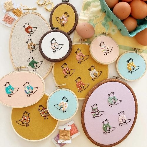 Grandma's Chickens - Embroidery pattern and stitch guide by LemonMadeShop image 