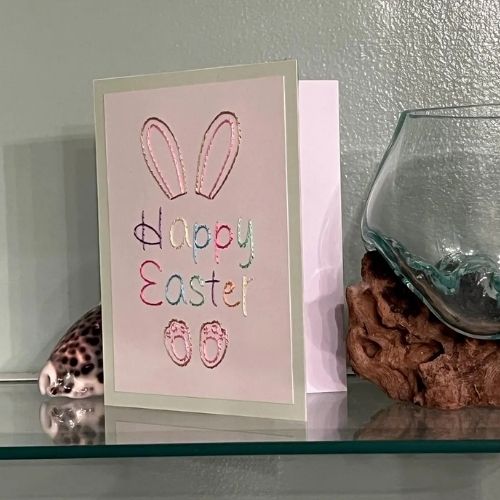Happy Easter Bunny Ears Greeting Card - Digital pattern for handmade embroidered cards by SawubonaSun image