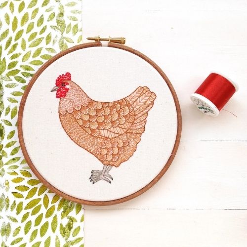 Hen - Hand embroidery patternby ChloeRedfernPatterns image