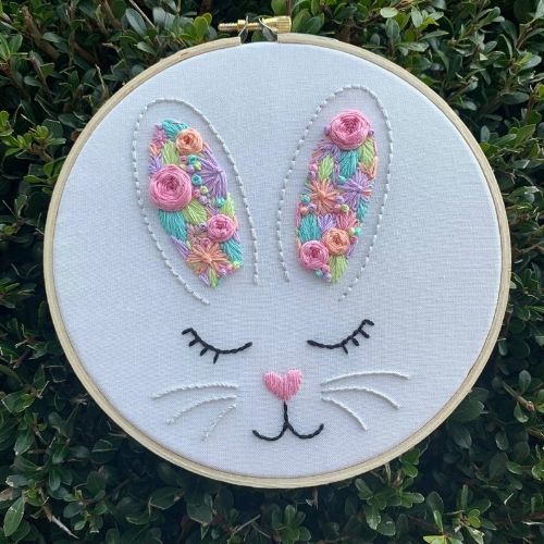 Hoppy Easter Bunny - Beginner/Intermediate embroidery pattern by BeksStitches image