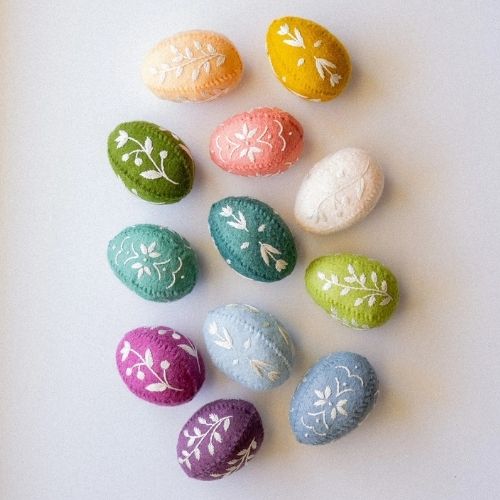 Modern Folk Felt Easter Eggs - Embroidery pattern by LittleOakDesignCo image