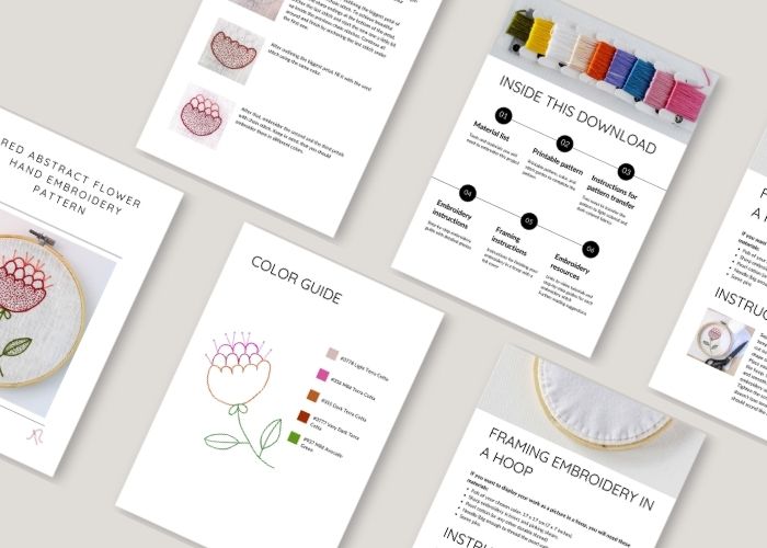 Immagine dello schema di ricamo del fiore rosso