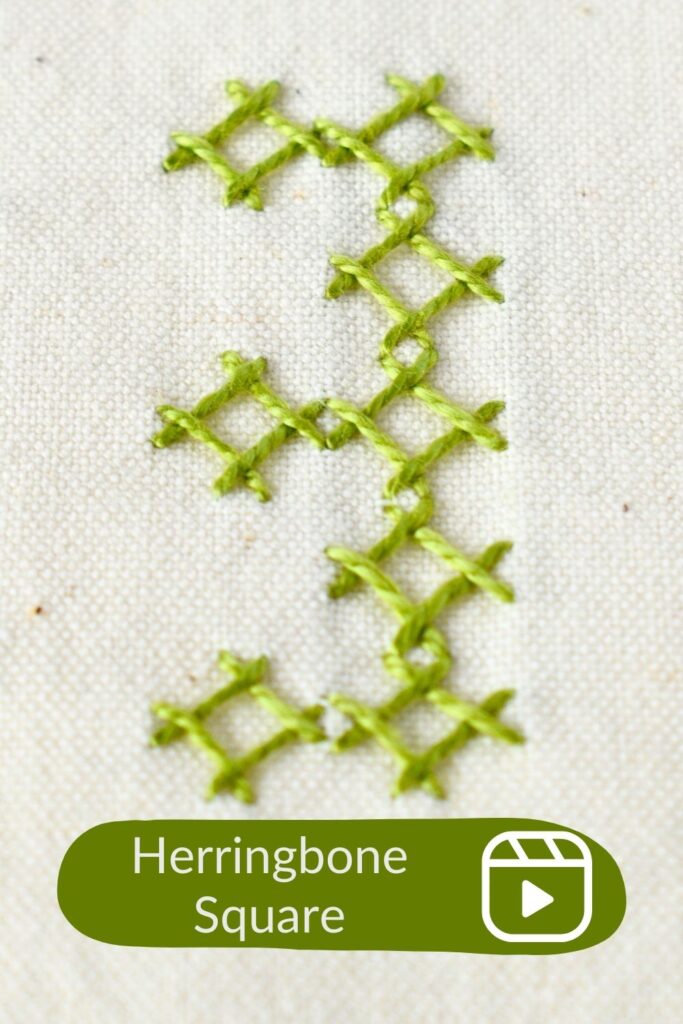 Learn This Herringbone Square Stitch on Video PIN image