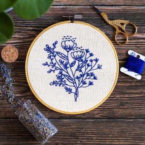 Blue Floral Bouquet embroidery pattern by Grimbroidery
