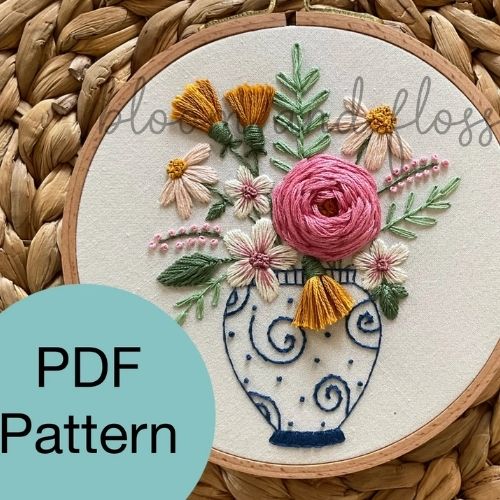 Blue Vase and Flowers by bloomandfloss