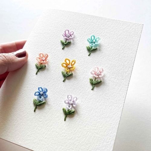 DIY 3D Hand Embroidered Flower card by FlourishingFibersCo