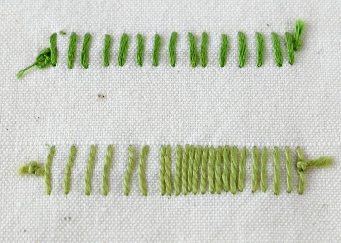 Échantillon de broderie au point de boucle noué image au verso