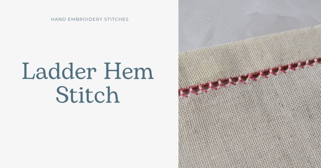 Immagine di copertina del tutorial di ricamo a mano del punto Ladder Hem Stitch