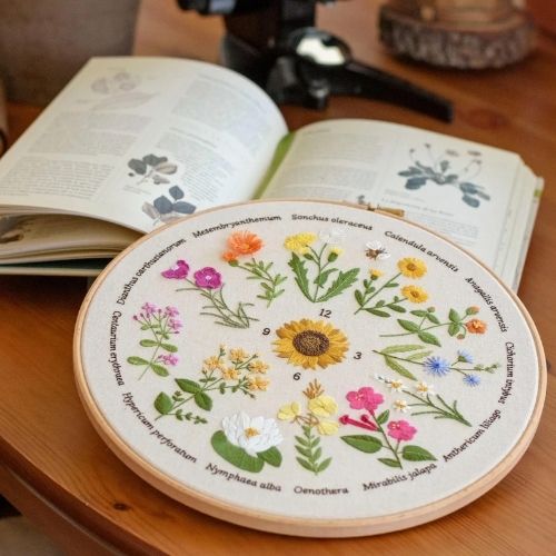 Linnaeus Floral Clock Embroidery pattern by Missarorua