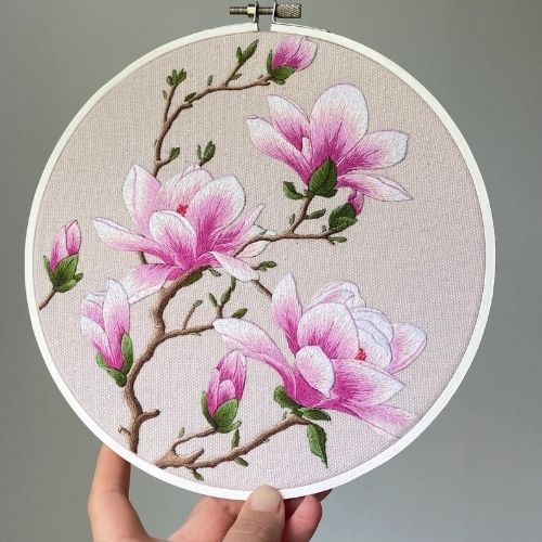Magnolia flower embroidery