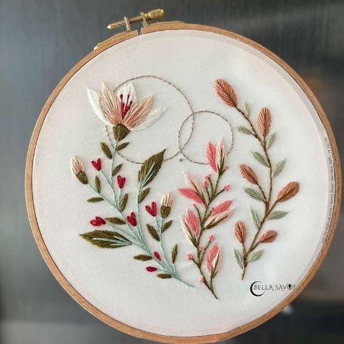 Modern Floral Embroidery Beginner friendly hand embroidery pattern by BellaSavoy