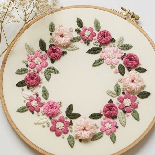 Pink Wreath Hand embroidery pattern by Momentoell