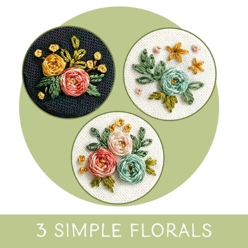 Simple Floral PDF Patterns for Tiny Embroidery