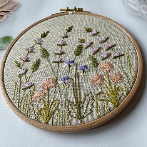 Spring wildflower meadow flower embroidery pattern by VividStitchShop
