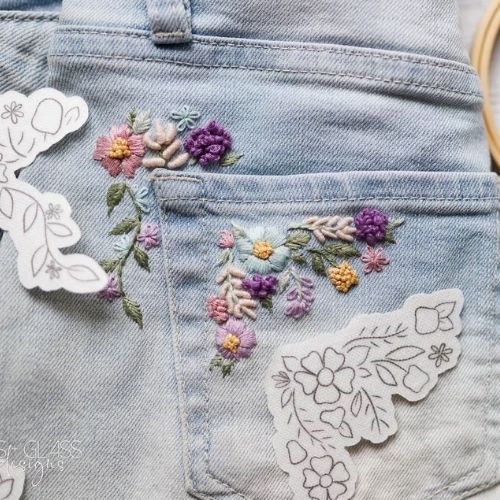 Stick and Stitch embroidery flower design by StonesGlassDesigns