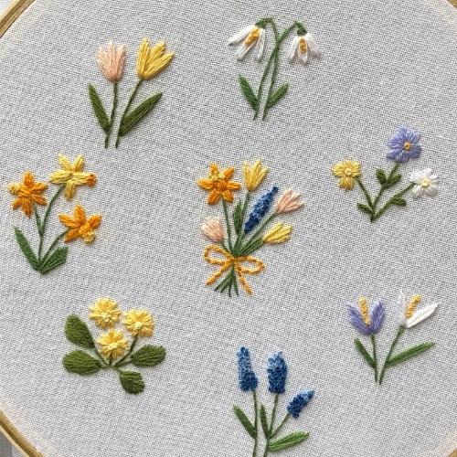 Tiny Spring Flowers - Beginner embroidery floral design by CornellyCo