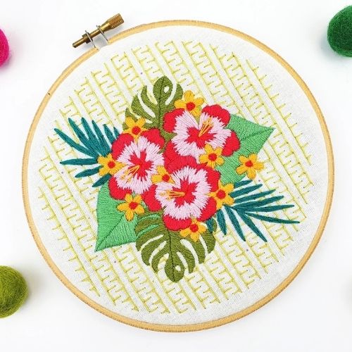 Tropical Hibiscus Hand Embroidery Kit