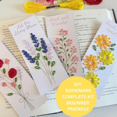 Floral Embroidery Bookmark Kit on Etsy