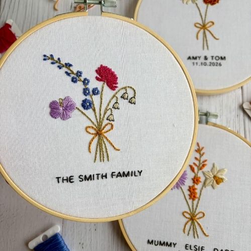 Schema di ricamo del bouquet di fiori del mese di nascita PDF image