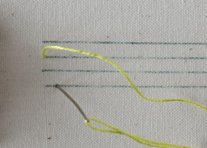 Laced Cretan Stitch embroidery tutorial step 1 image