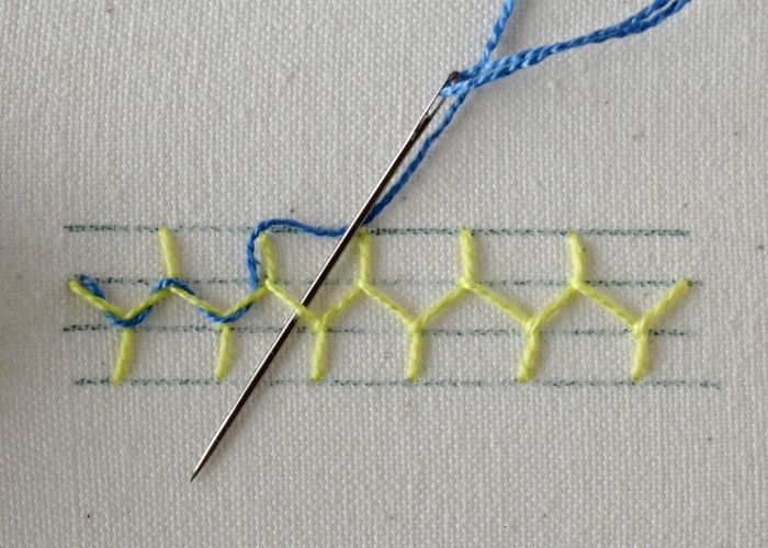 Laced Cretan Stitch embroidery tutorial step 10 image