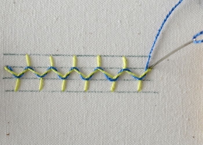 Laced Cretan Stitch embroidery tutorial step 11 image