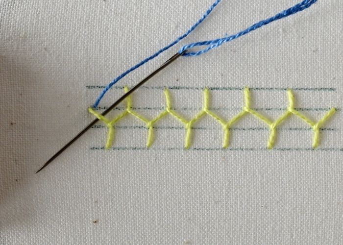 Laced Cretan Stitch embroidery tutorial step 7 image