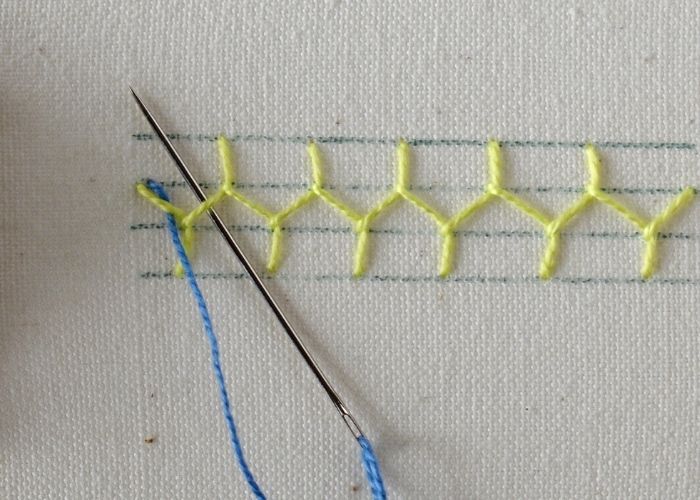 Laced Cretan Stitch embroidery tutorial step 8 image