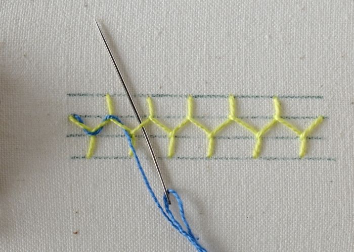 Laced Cretan Stitch embroidery tutorial step 9 image