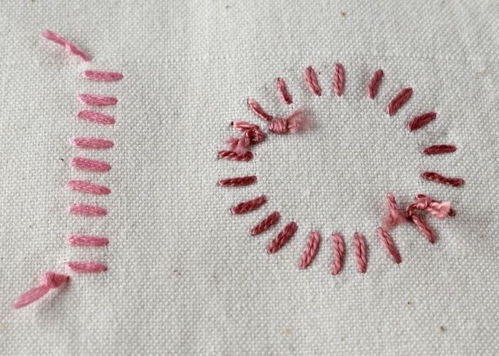 Rosette Chain Stitch hand embroidery sampler back side image