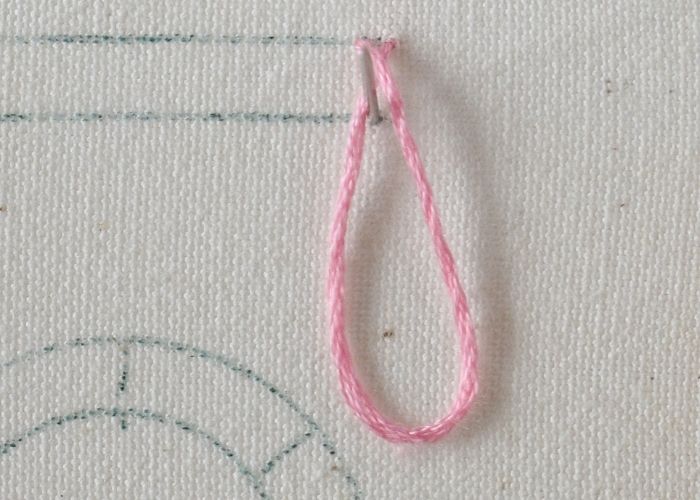 Rosette Chain Stitch hand embroidery tutorial step 2 image